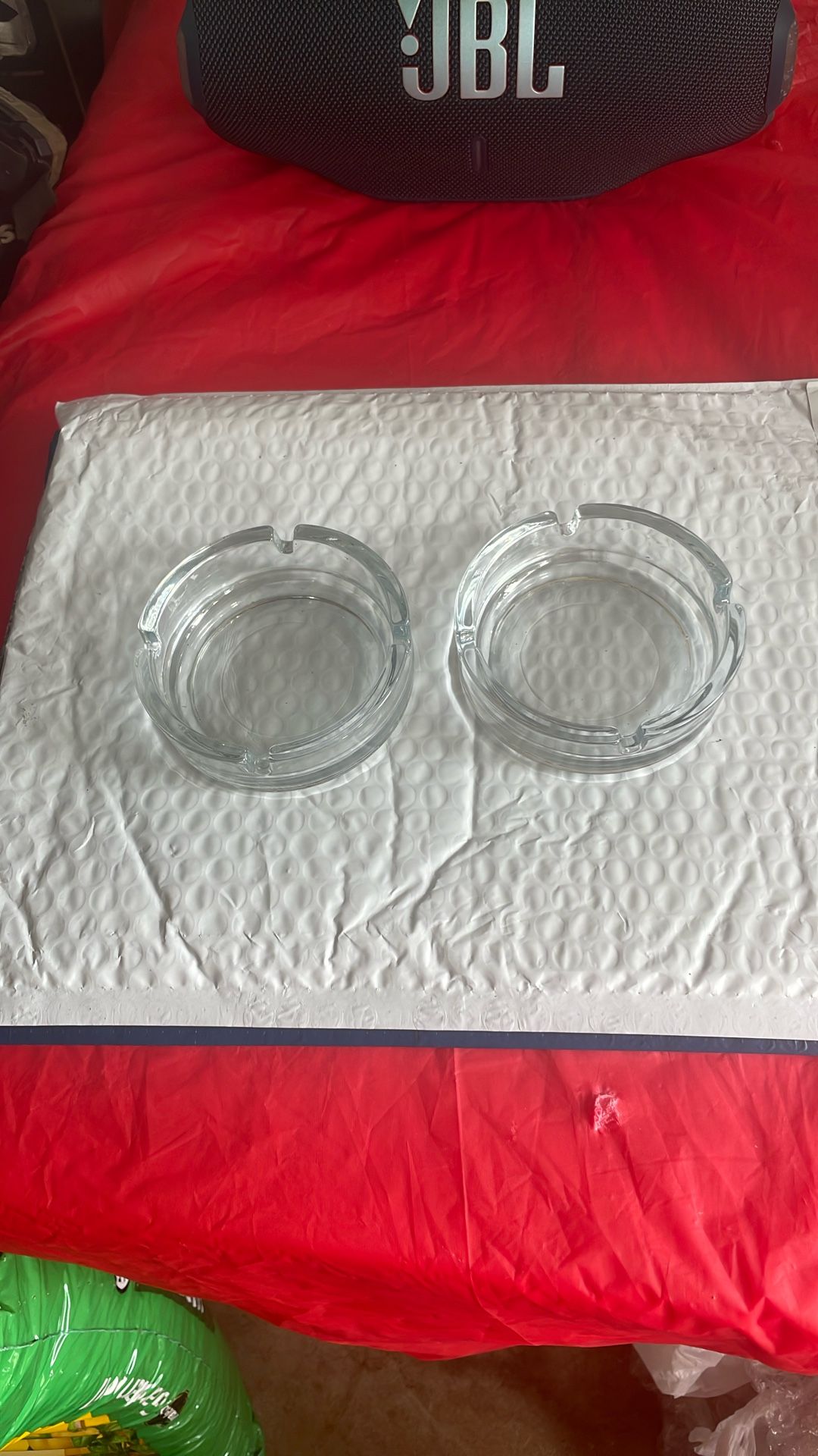 Round GLASS ASHTRAYS. (4in. Collectible