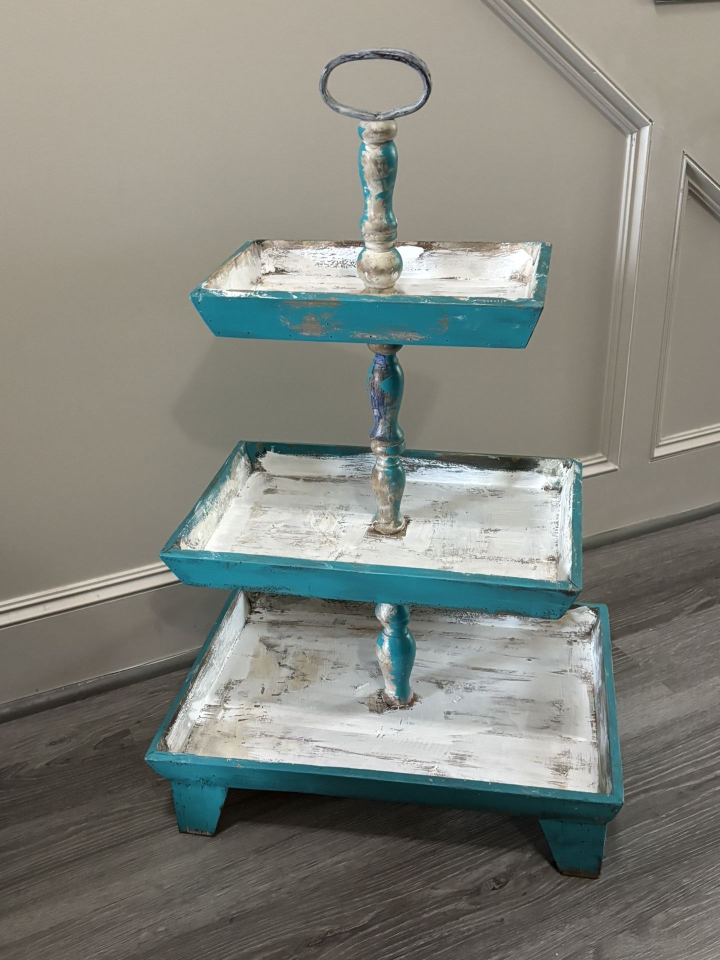 Large 3 Tier Farmhouse Wood Caddy 37” Tall Display Parties