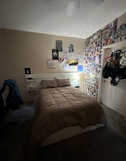 FREE IKEA Nordeli White  Queen Bed frame & Headboard w/ Drawers
