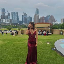 Sparky Deep Red open Back  Prom Dress 
