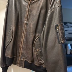 Men’s Brown Leather Bomber Jacket