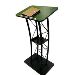 🎤 For Sale: Metal Black Podium / Pulpit Lectern – 47” Tall, Curved Design Perfect for Churches, Ceremonies, Public Speaking, & Presentations