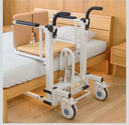 Patient Lift Transfer Chair for Elderly and Disabled, 380 lb Bearing Transfer Lift Wheelchair with Commode