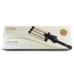 Hot Tools Pro Artist 3 Barrel Waver 1 in 24K Gold Adjustable Heat Black