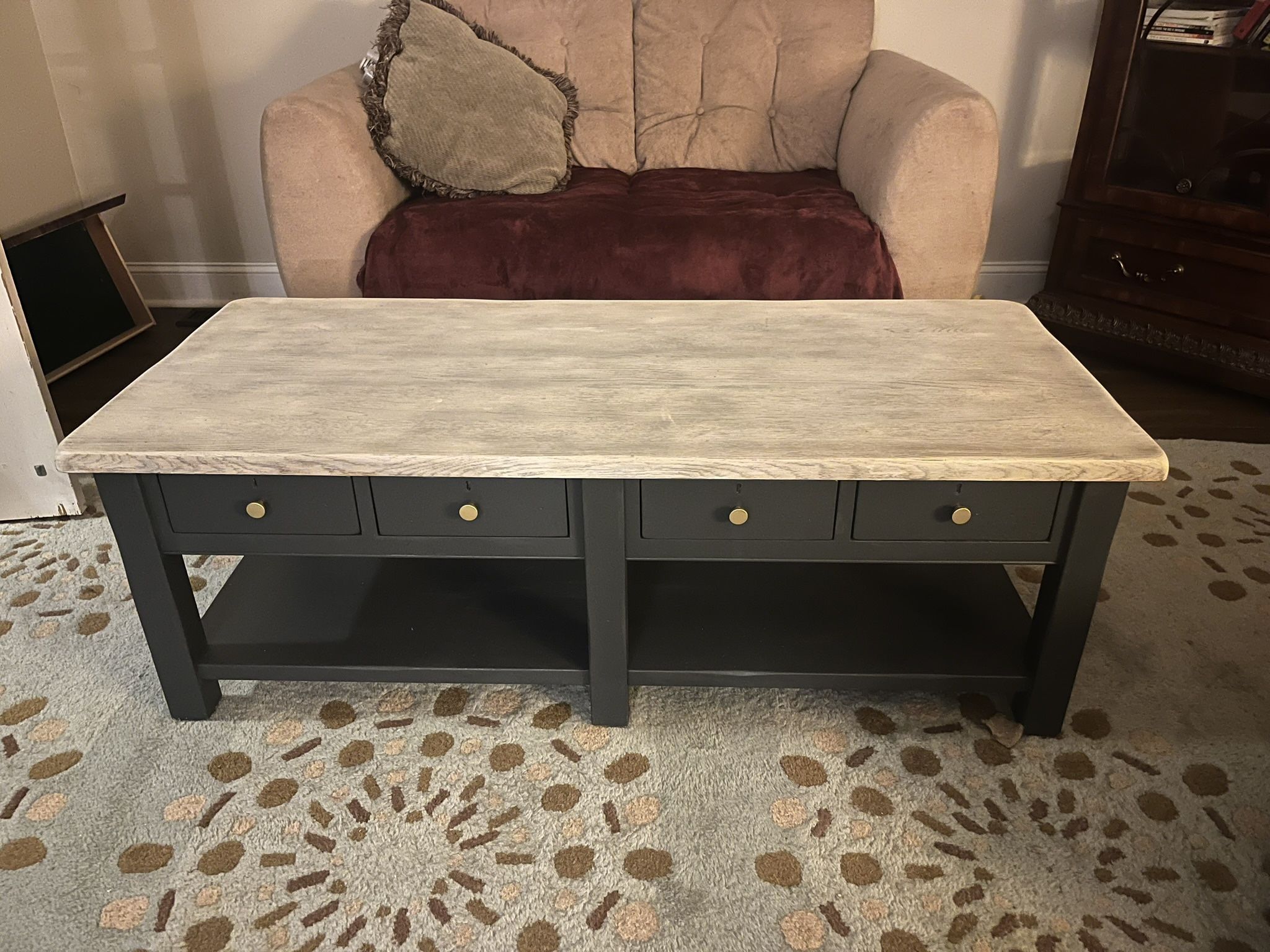 Restored Oak Wood Coffee Table