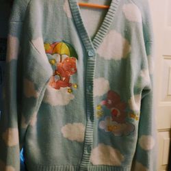 Ladies Medium Care Bears Cardigan Sweater 