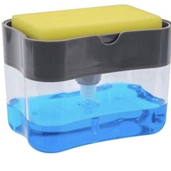 Kitchen Dishwasher Detergent Liquid Press Dispenser Box with Sponge Cleaning