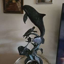 Dolphin Brass Statue