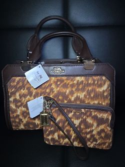 COACH MADISON MINI LEXINGTON OCELOT PRINT CARRYALL PURSE MULTI COLOR 32681