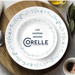 Corelle Vitrelle 18-Piece Service for 6 Dinnerware Set Triple Layer Glass and Chip Resistant, Lightweight Round Plates and Bowls Set, Country Cottage