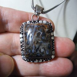 Protective Stick Agate Pendant & Chain