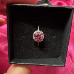Moissanite VVS1 Pink Stud Ring 