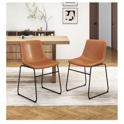 Modern Brown PU Leather Chairs 