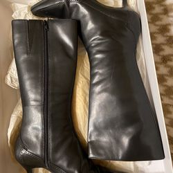Ann Taylor Loft Black Leather Boots Size 7 1/2 M