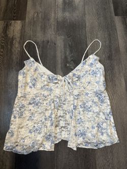 Blue And White Lace Top 