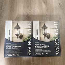 14.5 in. 1-Light Oil-Rubbed Bronze Hardwired Dusk-to-Dawn Outdoor Wall Light Lantern Sconce with No Bulb Included
