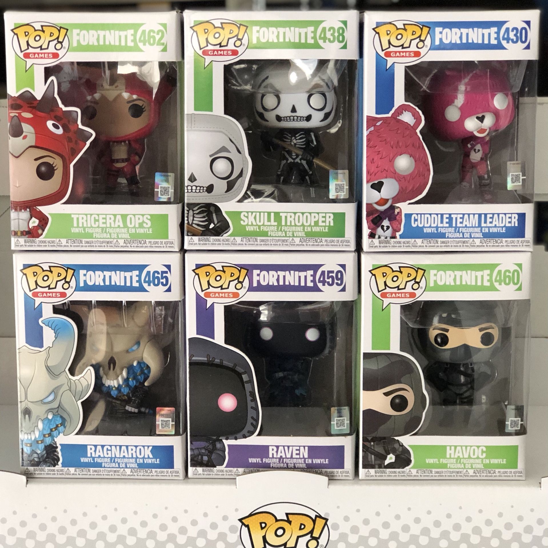 Funko Pop - FORTNITE ASSORTMENT - Tricera, Skull, Cuddle, Ragnarok, Raven, Havoc