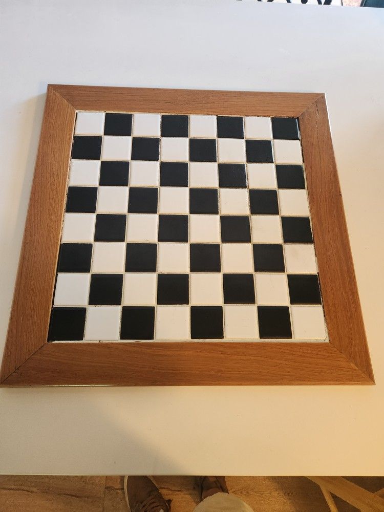 Chess Board with Tile And Wood Frame