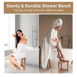 SHOWER FOOT REST ..ACACIA WOOD WATERPROF.  NEW  IN BOX 