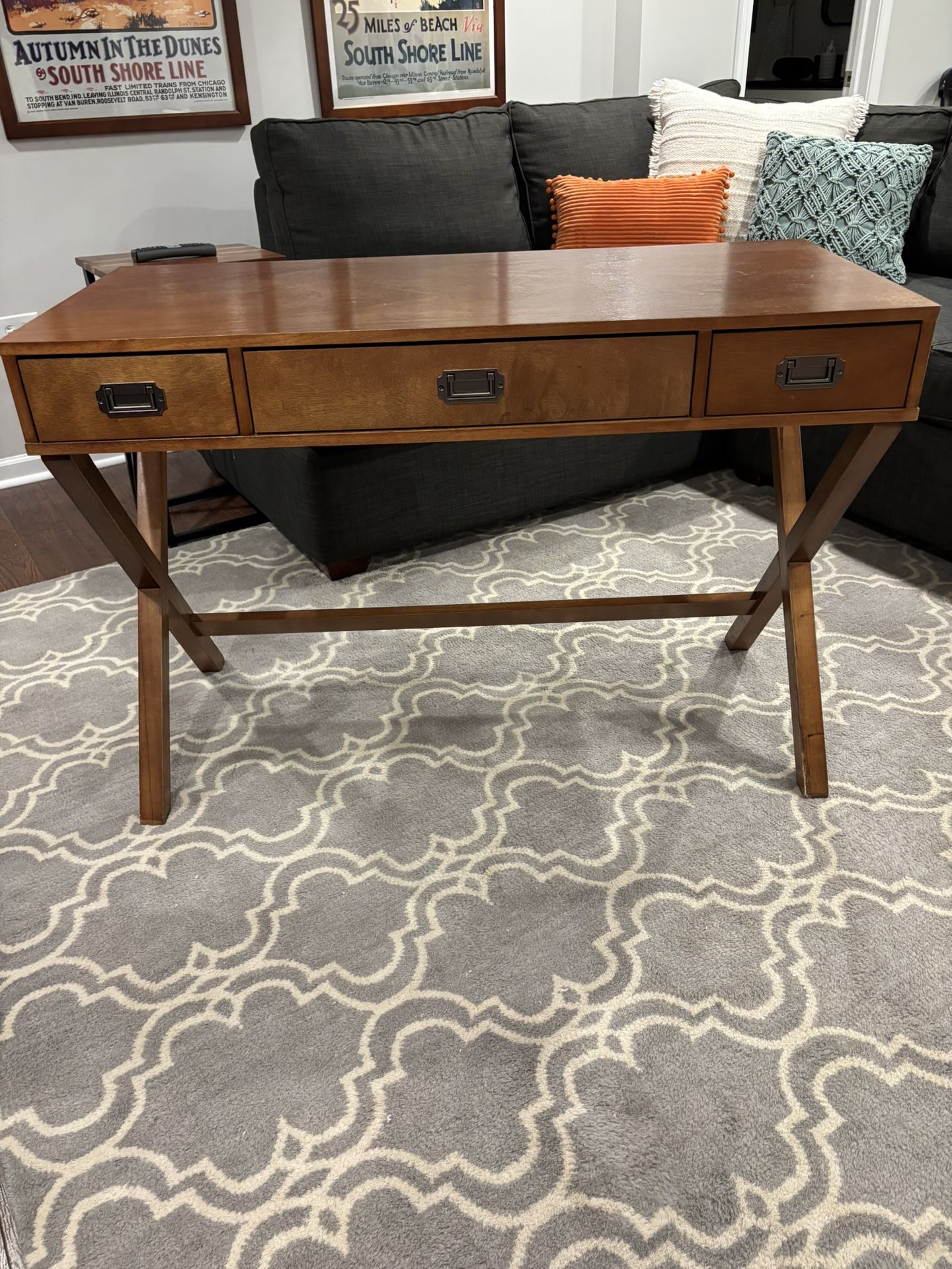Wood Desk / Table With Drawers