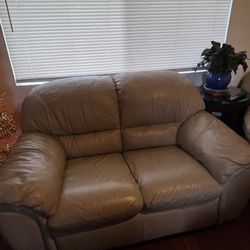 Leather loveseat and armchair 