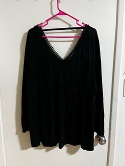 2X Black Renaissance Style Blouse