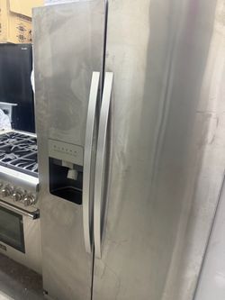Stainless Steel Side-by-Side Refrigerator with Ice Dispenser