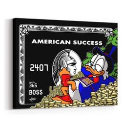 American Success Scrooge McDuck - Canvas Art, MSRP $179 SZ.M,NEW, WOOD FRAME