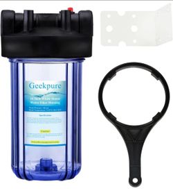 Whole House Water Filter Housing 10 Inch Clear 1 Inch Port with Bracket