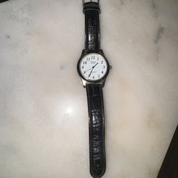 Vintage Black Leather Watch 