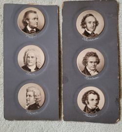 Vintage Unframed 6 Portraits Of Famous Classical Musical Composers
