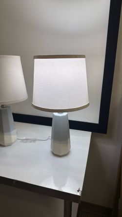 Table Lamp Set - Geometric Ceramic Base - 2 Pack Grey and White - New