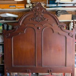 King Henry VIII Antique Headboard And Adjustable California King Bed Frame