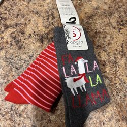 Brand new llama / stripe socks 2 pairs
