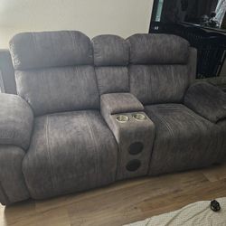 Gray Love Seat Double Recliner
