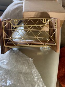 Gold Wire Wall-Mount Storage Shelf