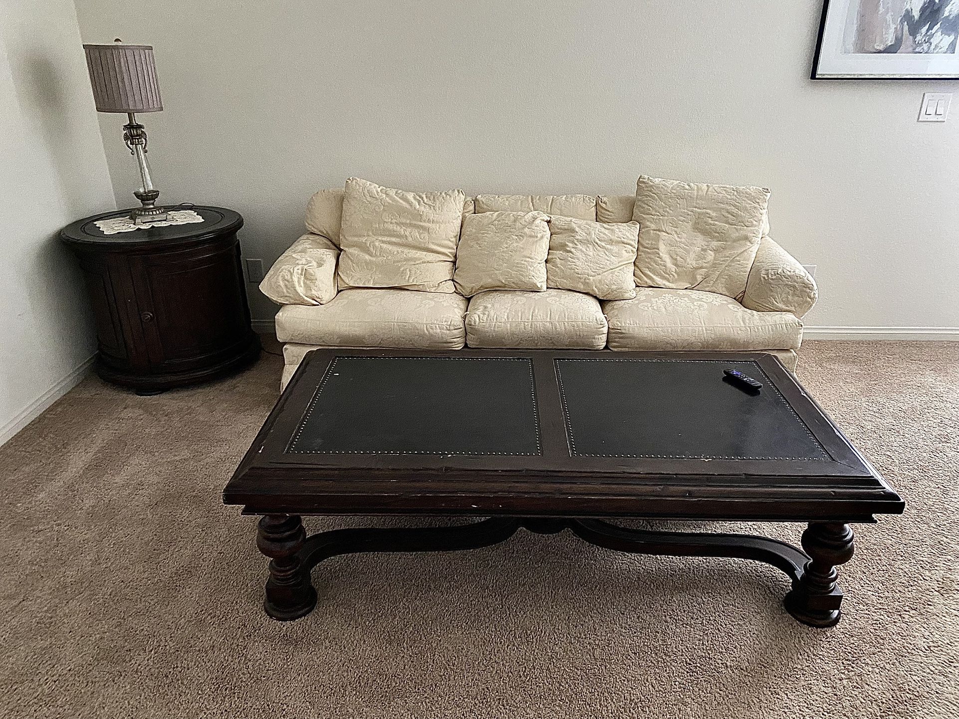 Sofa, coffee table, storage cabinet three-piece set