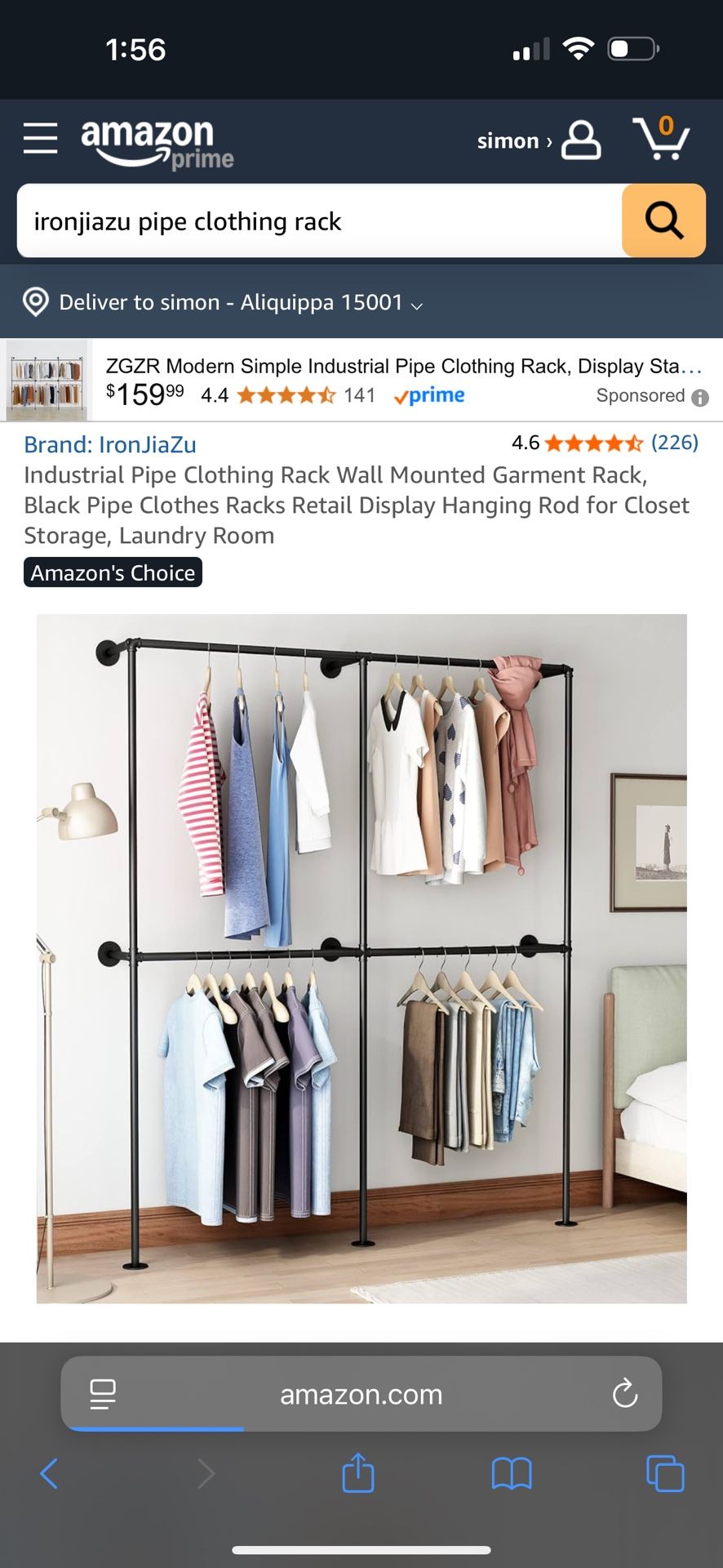 Brand New Industrial Pipe Wall Clothing Rack