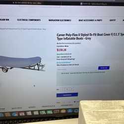 BOAT MARINE CARVER POLY FLEX LI STYLED TO FIT 71NF11F-10 Cover Grey Inflatable 