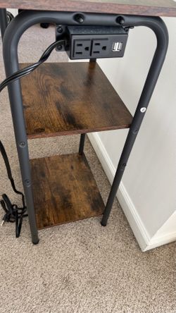 3-Tier Side Table with Built-in Power Outlet & USB Ports – Excellent Condition