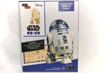 Star Wars R2-D2 Droid Figure 3D Laser-Cut Wood Model Kit and Deluxe Book SEALED