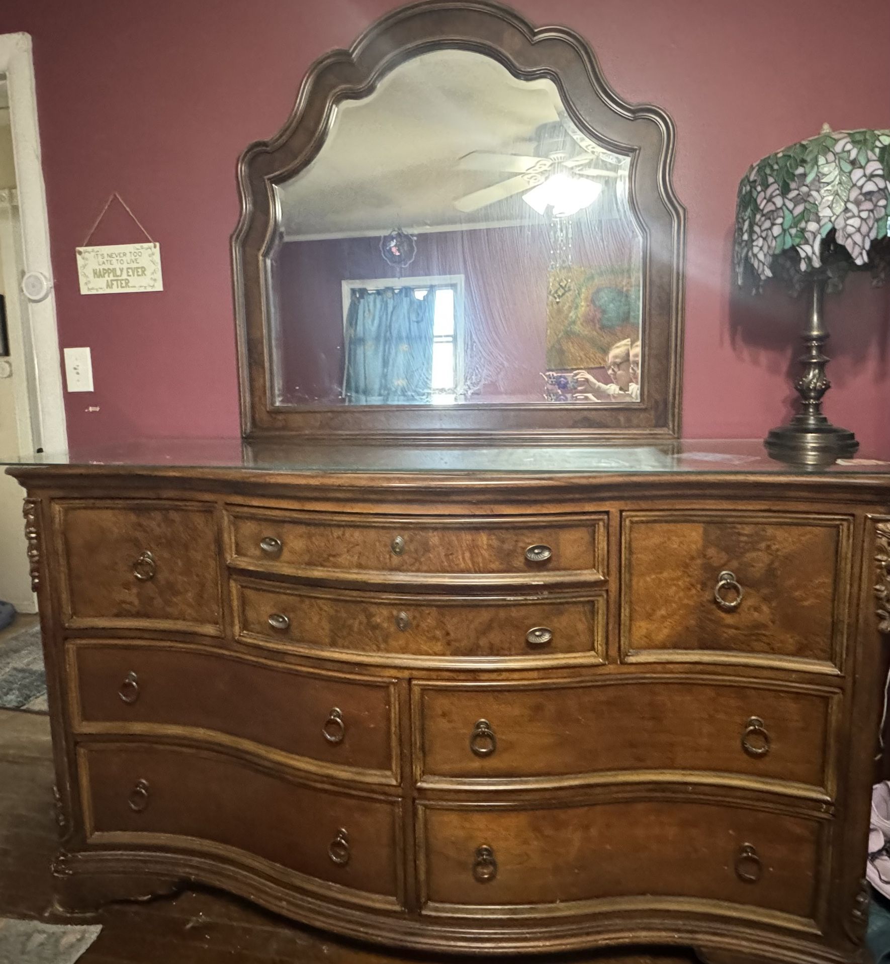 Vintage Walnut Dresser with Mirror and Matching Armoire (Price is Negotiable)