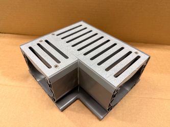 NDS Spee-D Channel Drain 90 Degree Elbow and Grate, Gray Plastic