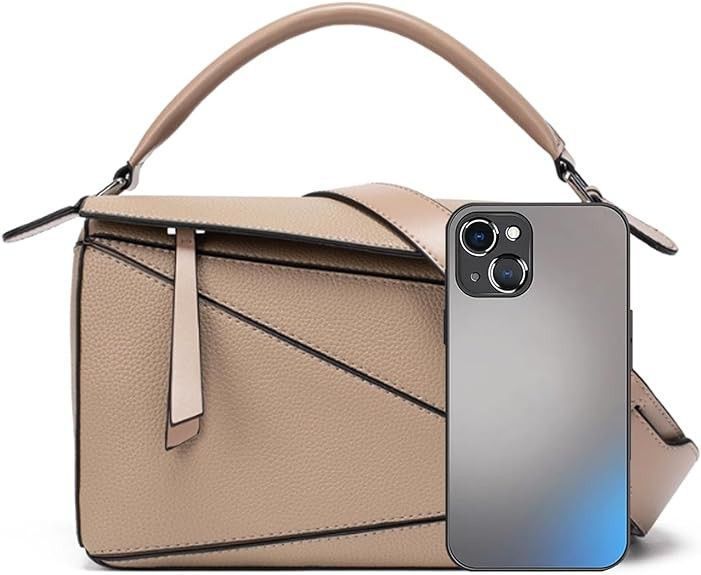 Womens Geometric Design Handbags, 9.6x4.1x6.7in Lychee Grain Crossbody Bag Mini Top Handle Bag for Mother's Day Gift