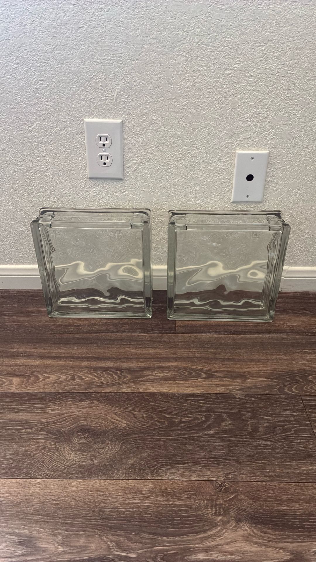 Set of 2 Vintage 80s Modern Heavy Wavy Glass Flower Vases Made in West Germany