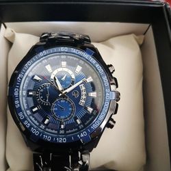 Men's Chronograph Tachymeter Watch Blue Dial