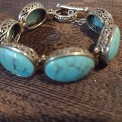 Vintage Turquoise And Silver Bracelet