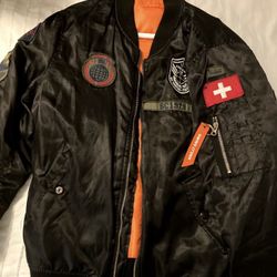 Orange and black Bomber Jacket