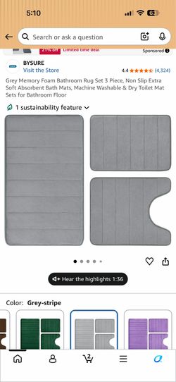Memory foam bathroom set of 3