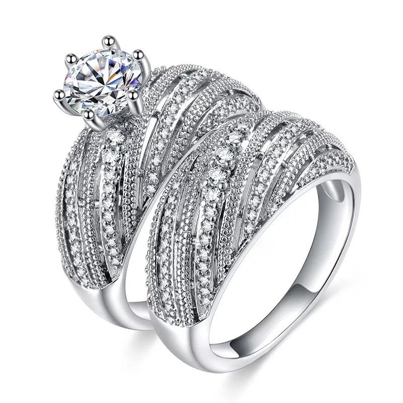 Silver Plated Ring Set Size 10